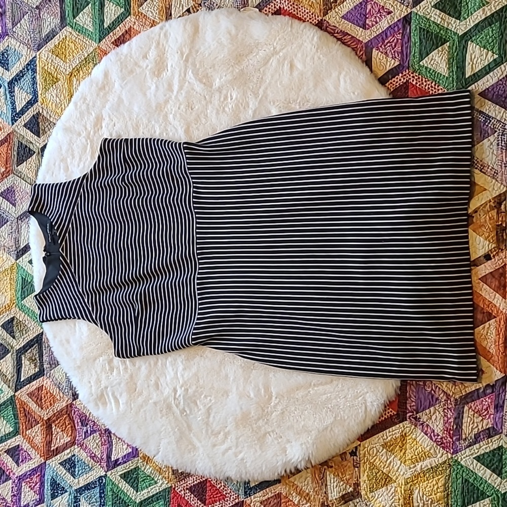 Banana Republic Black & White Stripe Pretty Career Business Casual Dress Size 12